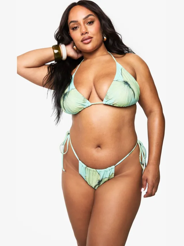 boohoo Dames PLUS VLINDER OVERSIZED PRINT DRIEHOEK BIKINI Multicolor