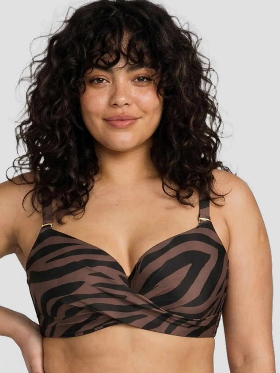 BEACHWAVE Curve beugel bikinitop zebraprint donkerbruin/zwart, foto 6