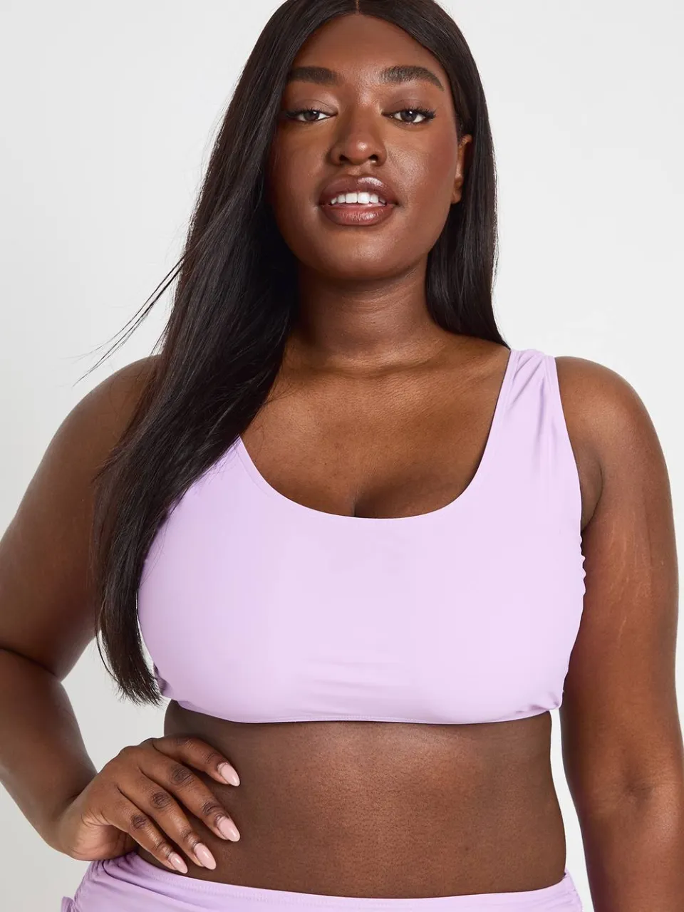 boohoo Dames Plus Essentials Bikini Top Met Ronde Hals Lila