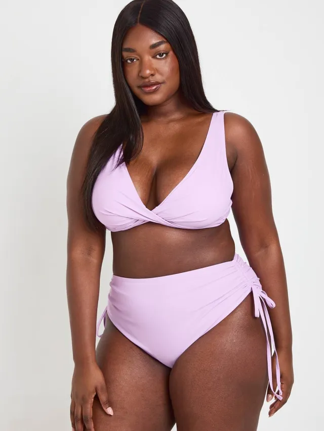 boohoo Dames Plus Zwemkleding Essentials Buikcontrole Hoge Taille Slip Lila
