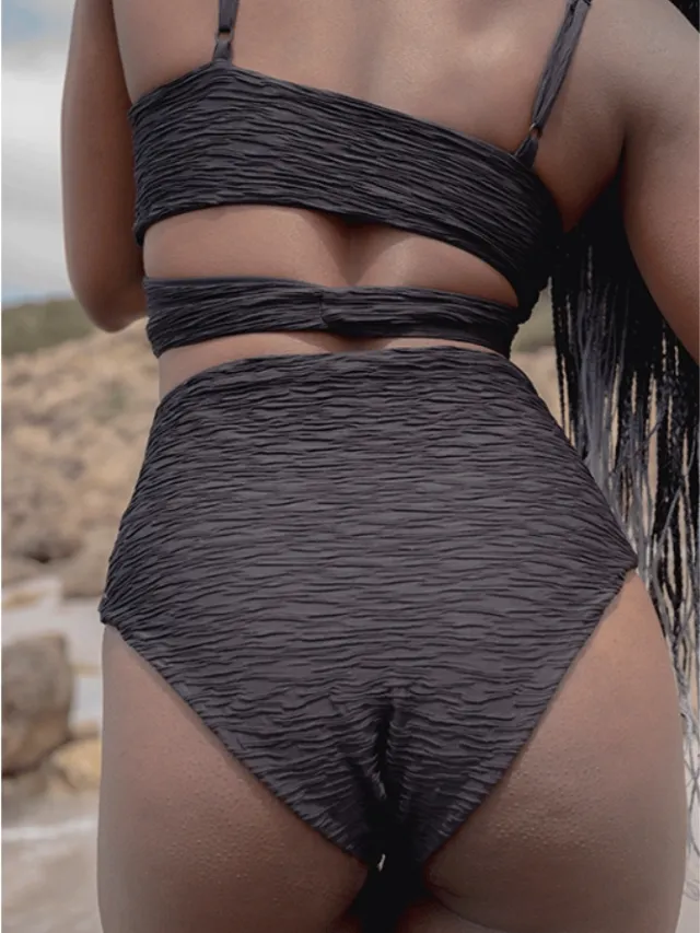 Anekdot dames vegan Bikinibroekje Jacquard Core High Zwart, foto 2