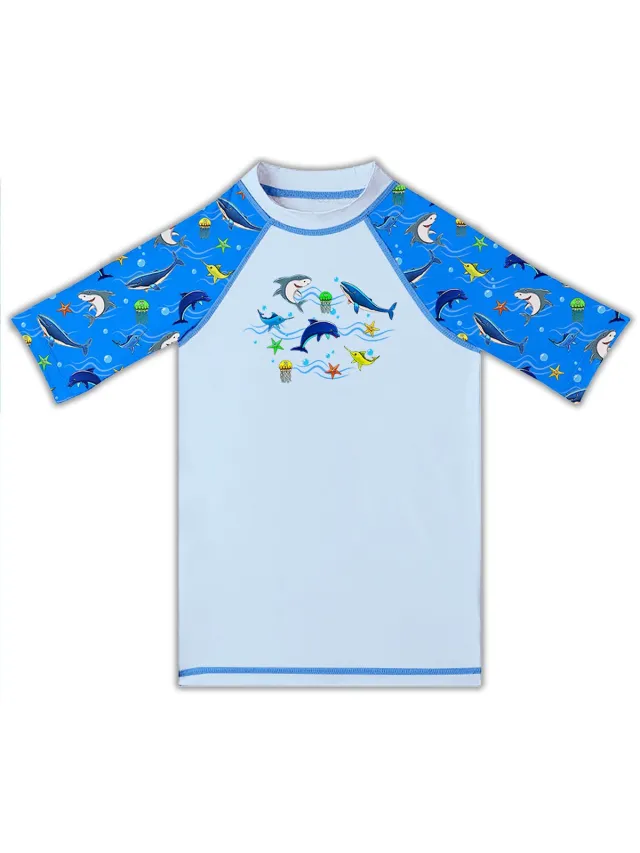 Slipstop UV Shirt Olympos - lichtblauw met vissen