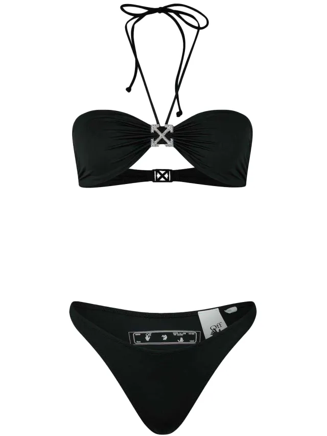 Off-White Off White Dames/Dames Arrow Logo Bikini Top Set (Zwart)