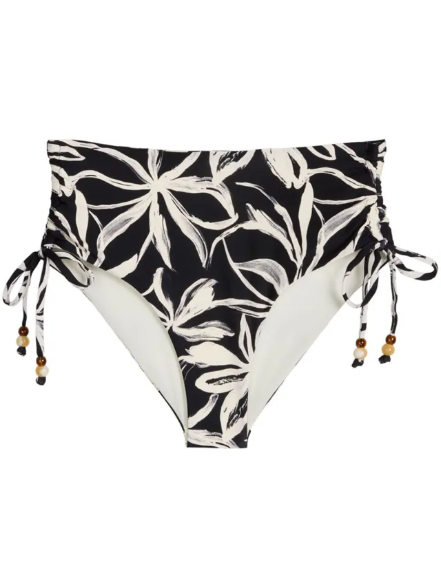 Marc O'Polo Bikinibroekje met labelapplicatie model 'ABSTRACT FLORAL HIGH WAIS' Zwart
