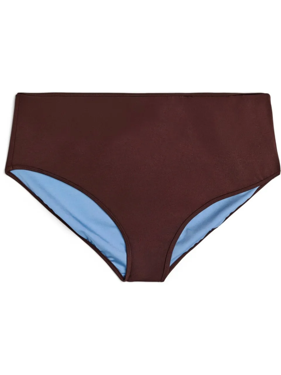 Zizzi reversible high waist bikinibroekje SENYA bruin/lichtblauw, foto 2