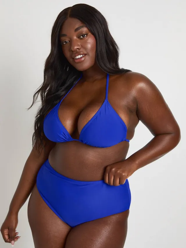 boohoo Dames Plus Essentials Hoge Taille Bikinibroekje Kobaltblauw