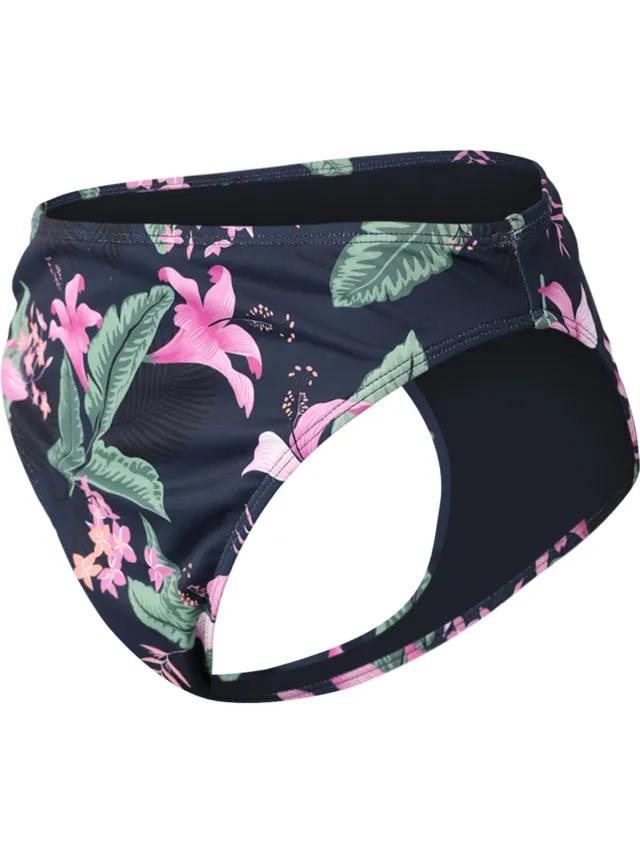 Brunotti Flores-Tropicana Women High Waist Bikini Bottom | Indigo Blue - 38 Indigo Blue - Tropicana