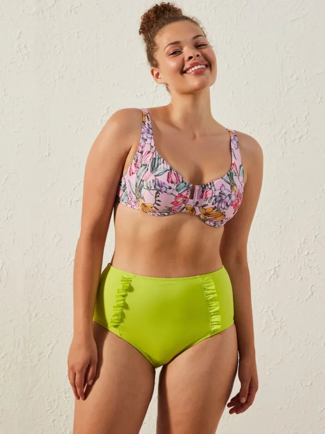 Penti Hooggewaisted Rimpelige Hipster Bikini Onderbroek Limoengroen