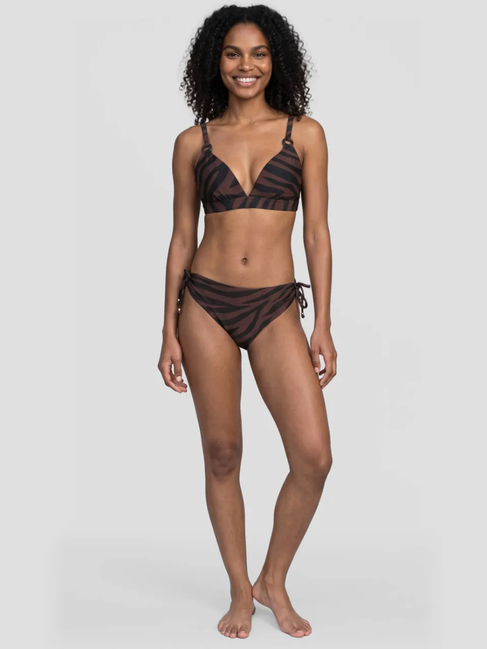 BEACHWAVE bikinibroekje met zebraprint - donkerbruin/zwart