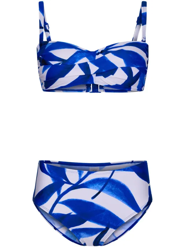 Pastunette Bikini Cobalt Leaves - Blauw/Wit - Bandeau