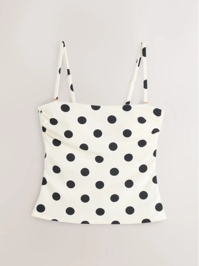 Next Dames - Bandeau-tankinitop - Tall - Wit White/Black Polka Dot