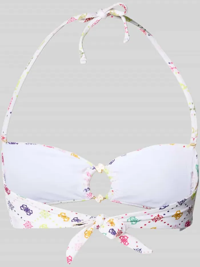 Guess slim fit bikinitop met logodetail model 'Ines' wit, foto 2