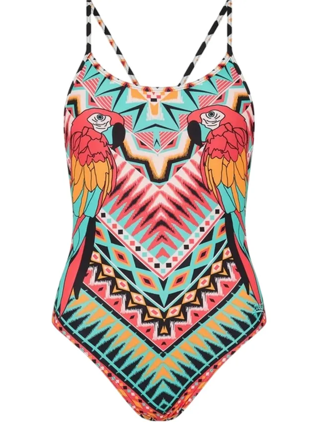Zoggs Dames Starback All-Over Print Eénstuk Badpak (Multikleur) Groen