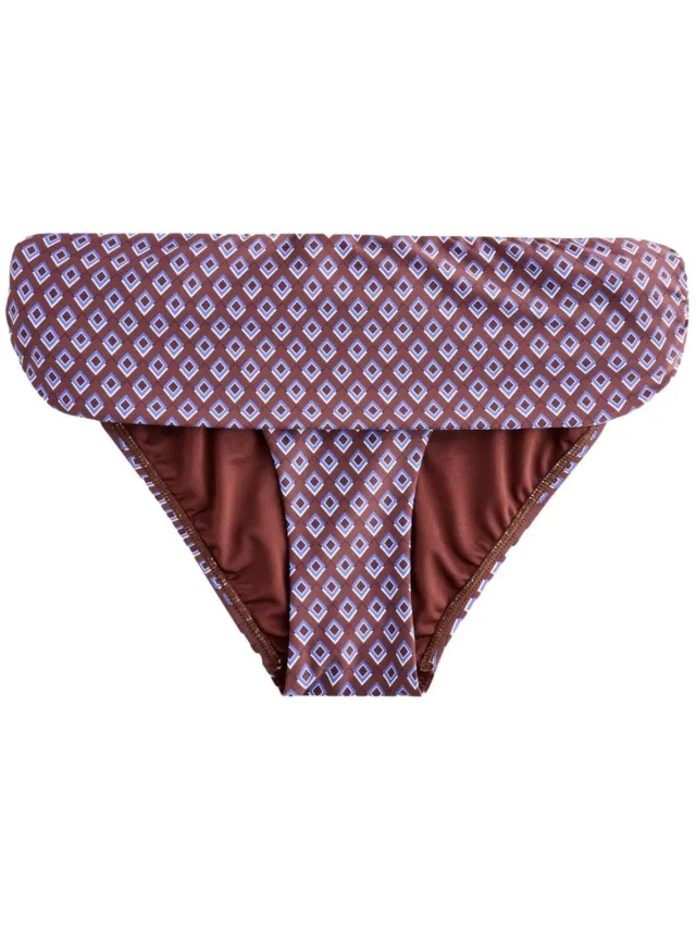 Next Dames - Bikinibroekje met oproltaille - Bruin Chocolate Brown Geometric