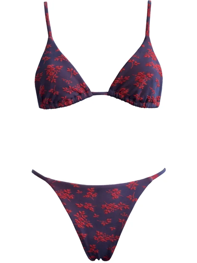 Anekdot dames vegan Bikiniset Olbia Floral Jacquard Blauw Rood