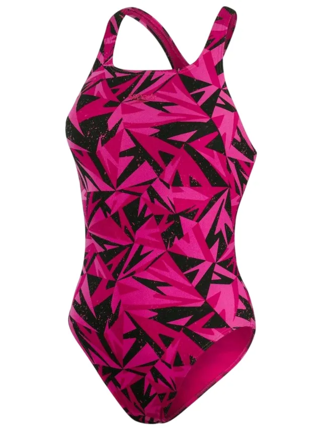 Speedo Dames/Dames Hyperboom ééndelig badpak (Zwart/roze), foto 2