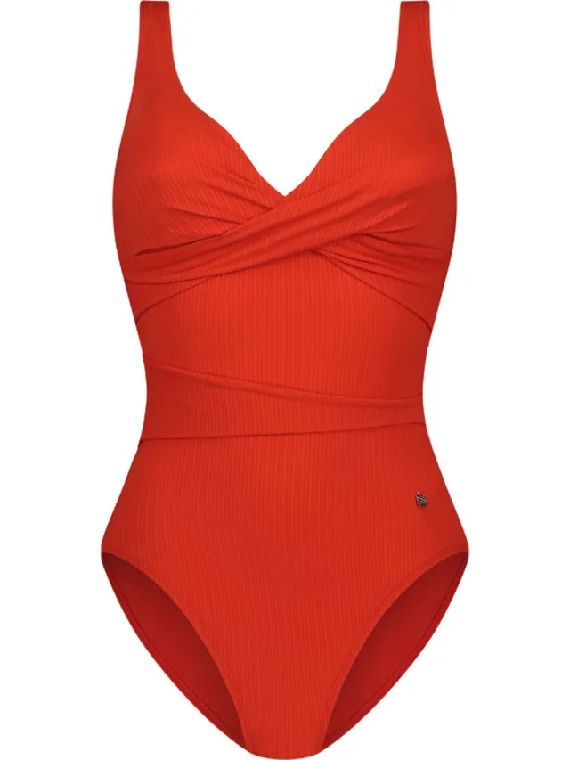 Beachlife Fiery Red overslag badpak Rood
