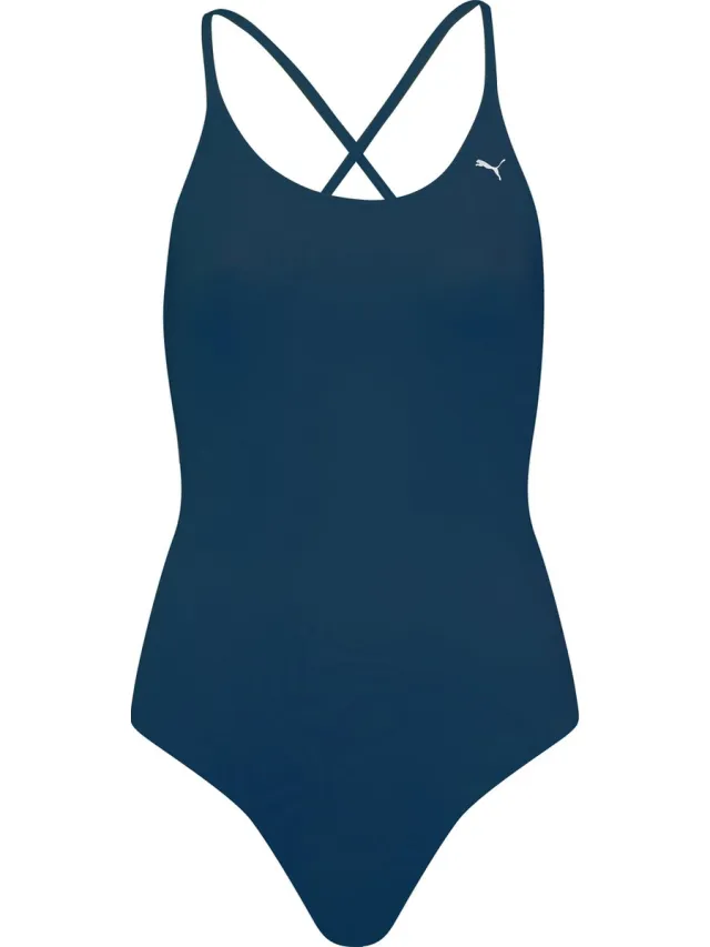 Puma SWIM WOMEN V-NECK CROSSBACK SWIMSUIT 1P navy