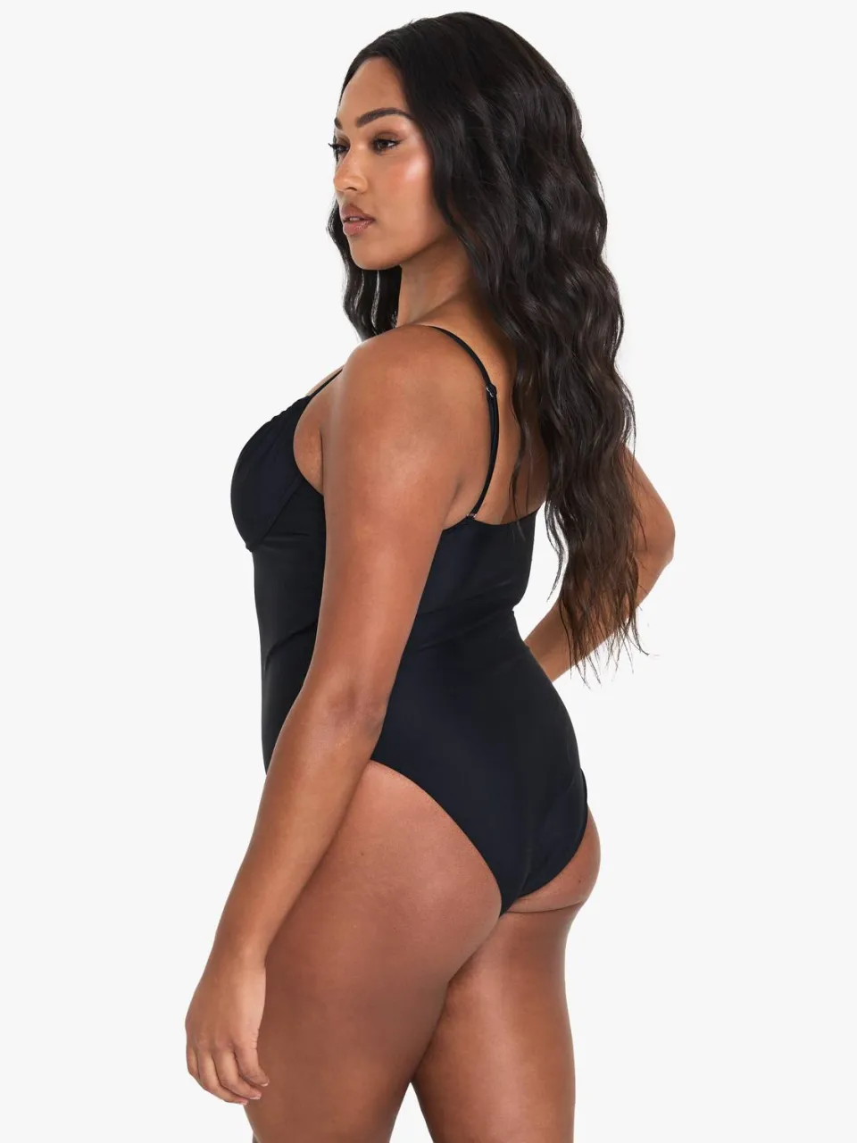 boohoo Dames Plus Swimwear Essentials Bugelbadpak zwart, foto 2