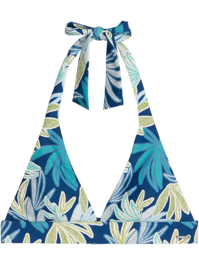 Marc O'Polo Bikinitop met halter model 'BOHEMIAN LEAF TRIANGLE' Blauw
