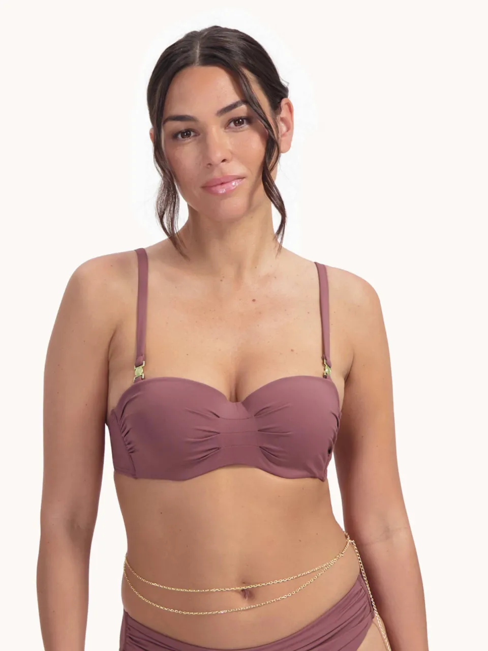 Cyell Wild Ginger strapless bandeau bikinitop donkerroze, foto 4