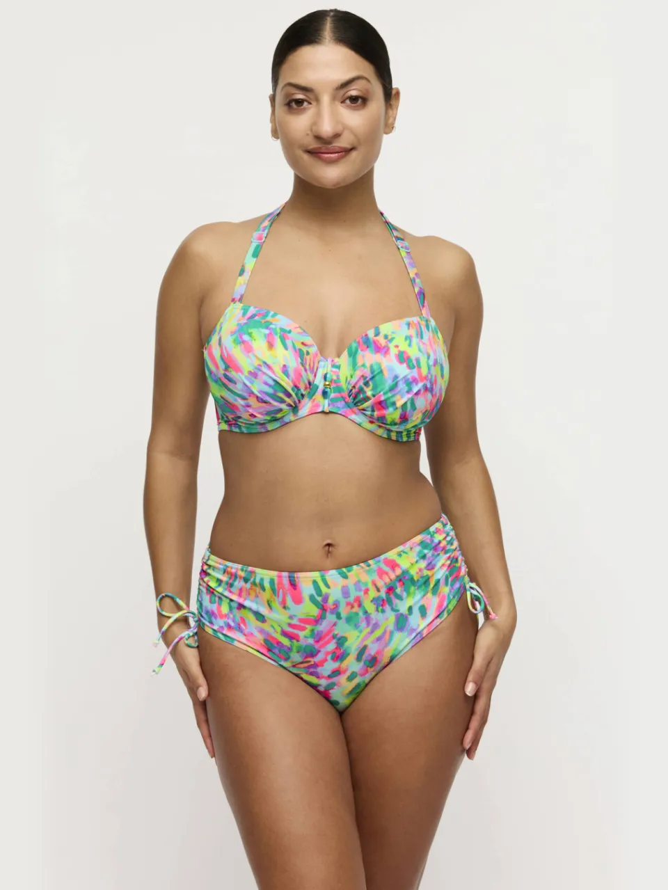 PrimaDonna high waist bikinibroekje Douala lichtblauw/roze