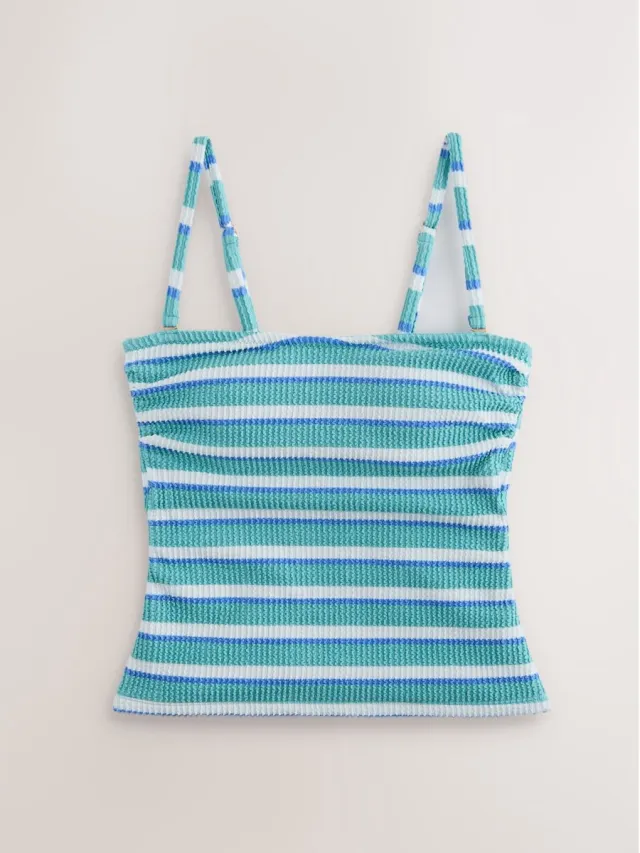 Next Dames - Bandeau-tankinitop instapmodel - Blauw Aqua Blue/White Crinkle Stripe