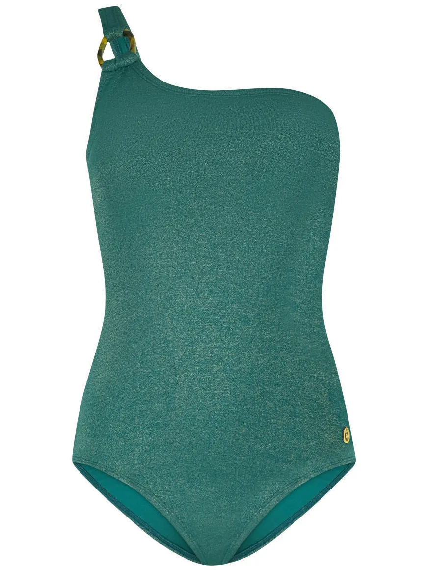 Ten Cate Beach TC WOW one shoulder badpak met lurex donkergroen, foto 2