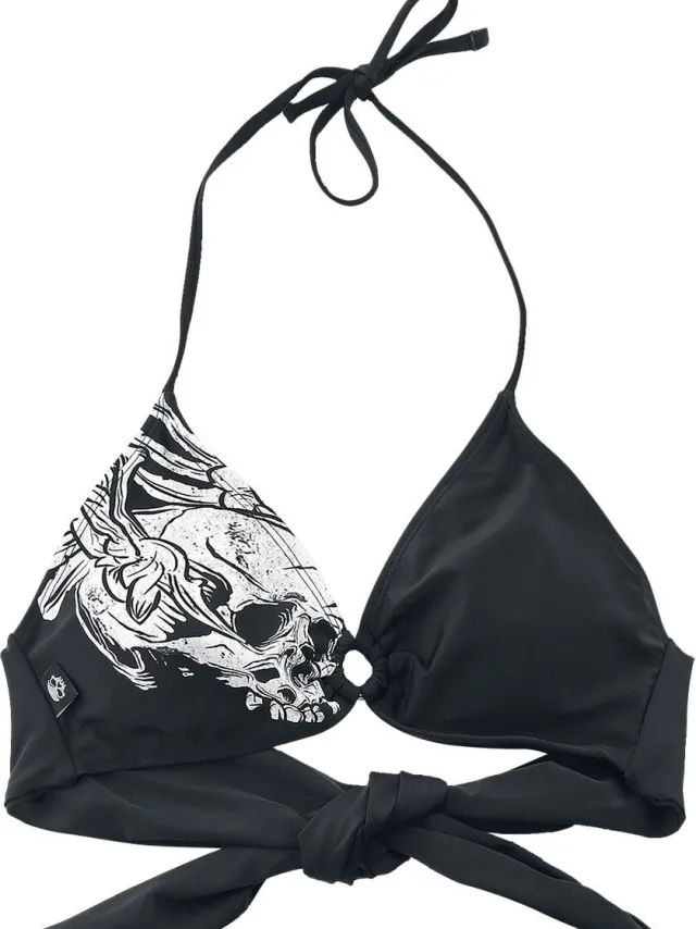 Rock Rebel by EMP zwarte triangelbikinitop met doodshoofdprint - Dames