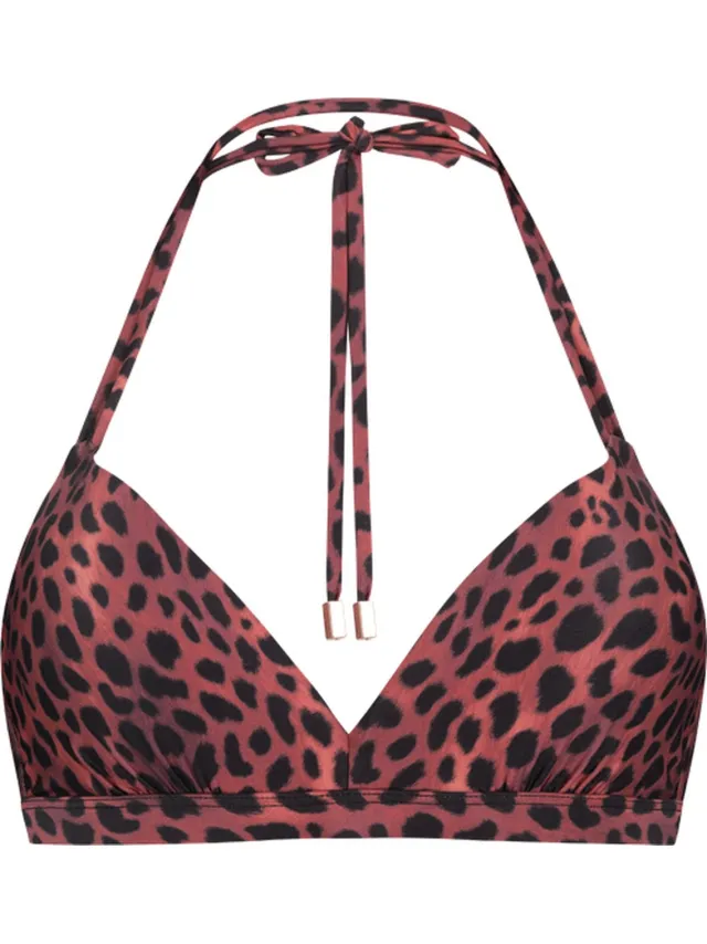 Beachlife Leopard Lover halter bikinitop Bruin, zwart