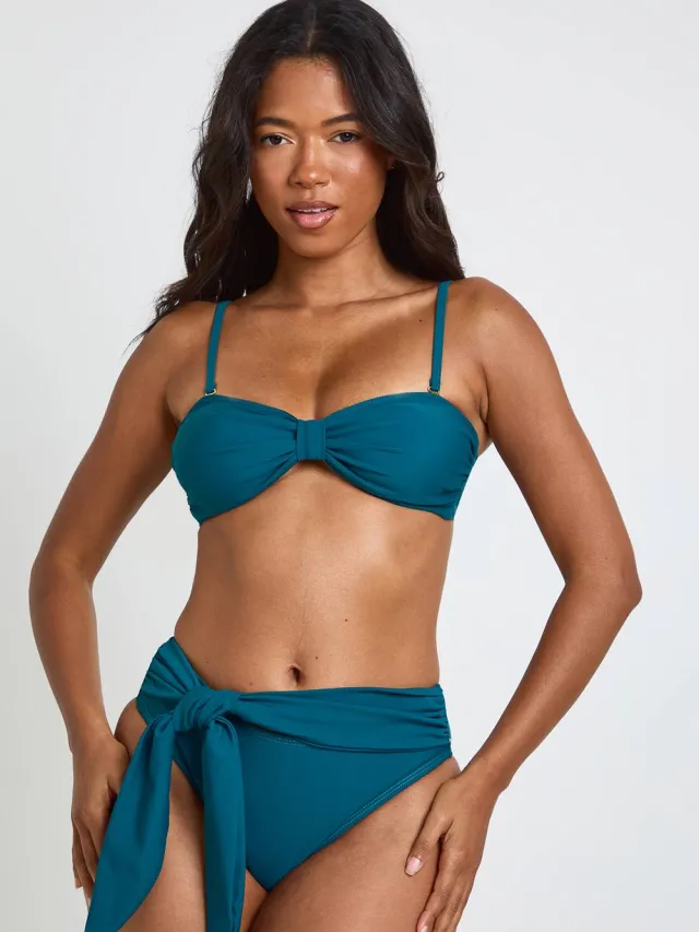 boohoo Dames Hoge Taille Bikinibroekje Met Buikcontrole En Wikkeldetail groenblauw, foto 3