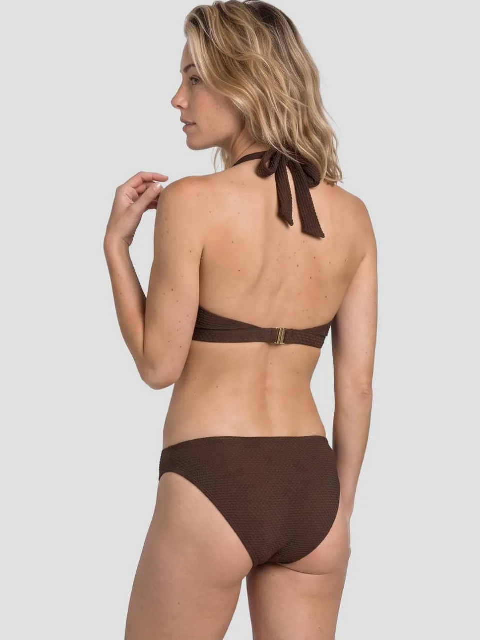BEACHWAVE bikinibroekje met lurex en textuur - donkerbruin, foto 5