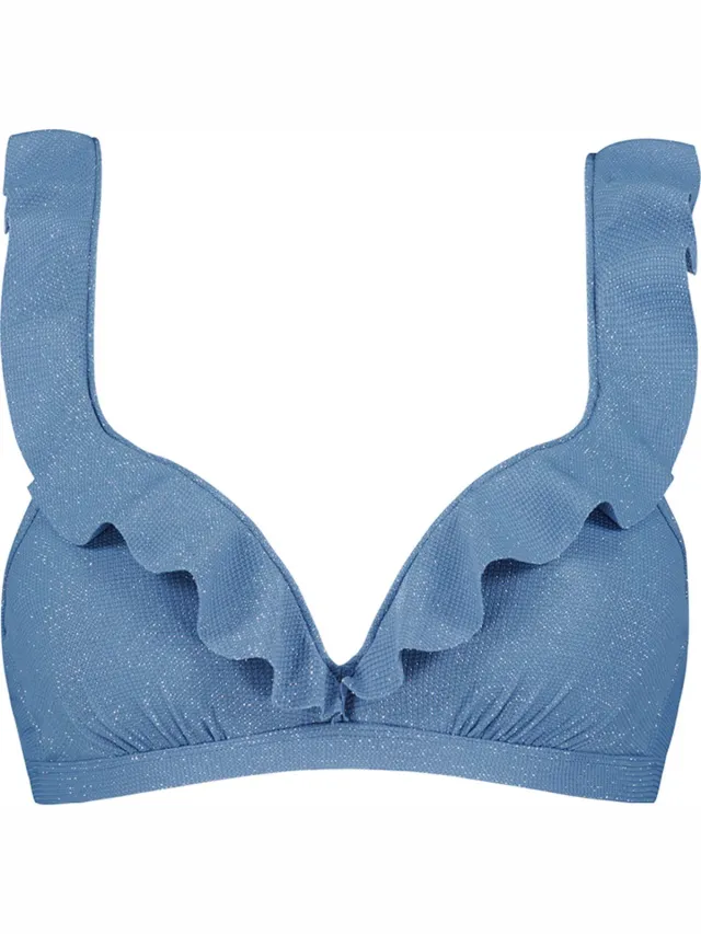 Beachlife Maat 75B Infinity ruffle bikinitop met voorgevormde cups en beugel - dames Blauw