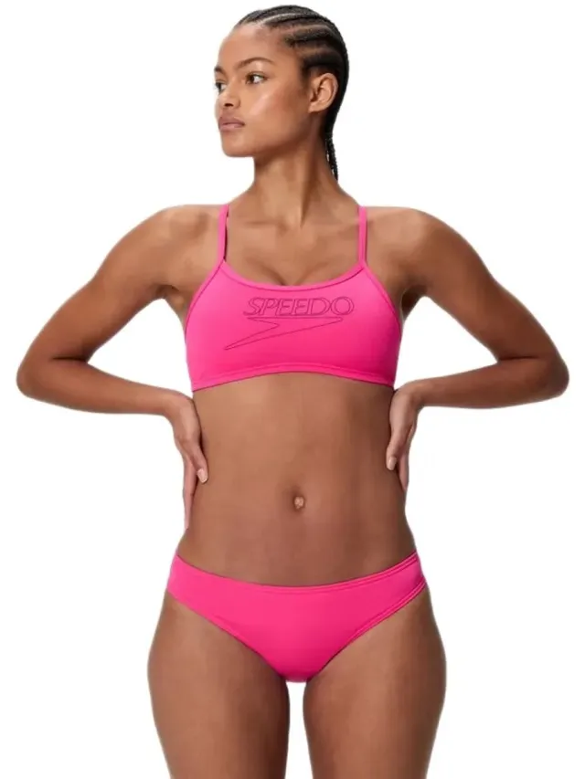 Speedo Endurance+ Logo Thin Strap Bikini Roze UK 38 Vrouw Margarita Pink