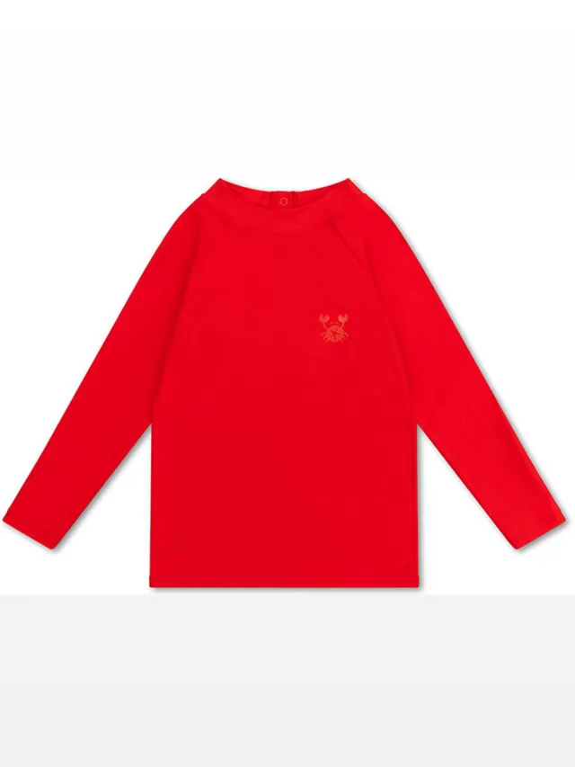 Swim Essentials UV Zwemshirt - Lange Mouwen - Rood - Crabby - 146/152