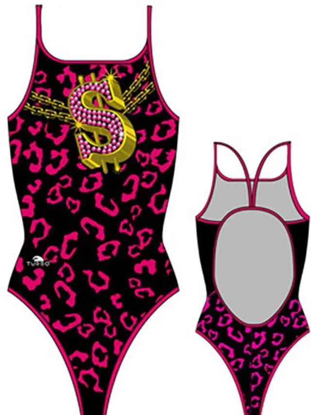 Turbo Tiger Money Rapper Badpak Met Dunne Bandjes Zwart 9-10 Years Meisje Black / Fuchsia