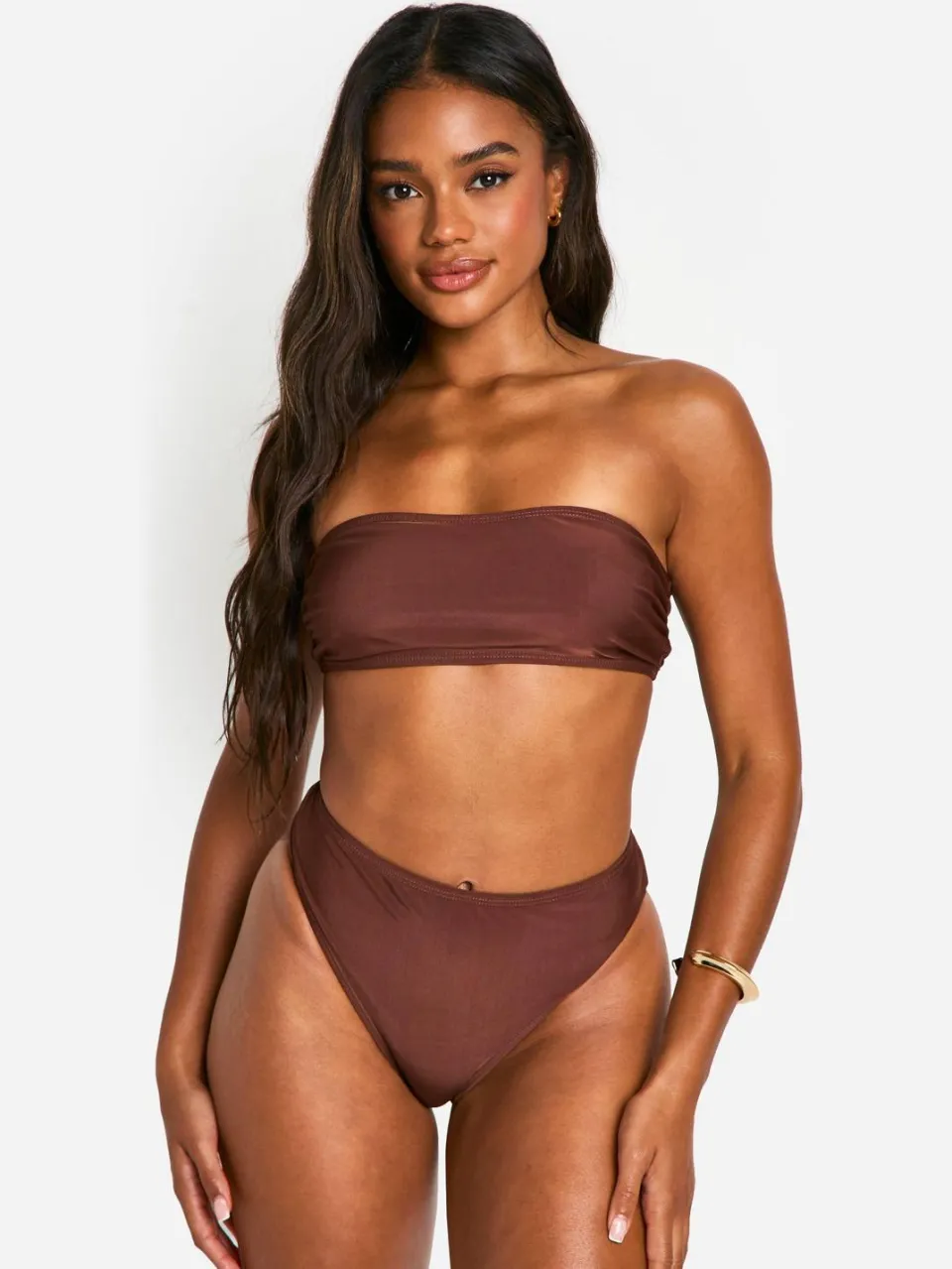 boohoo Dames Mix & Match Hoge Taille Bikini Slip bruin, foto 3