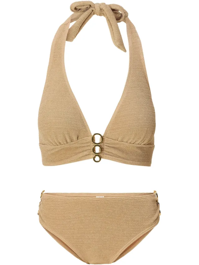 LingaDore voorgevormde halter bikini set met textuur goud