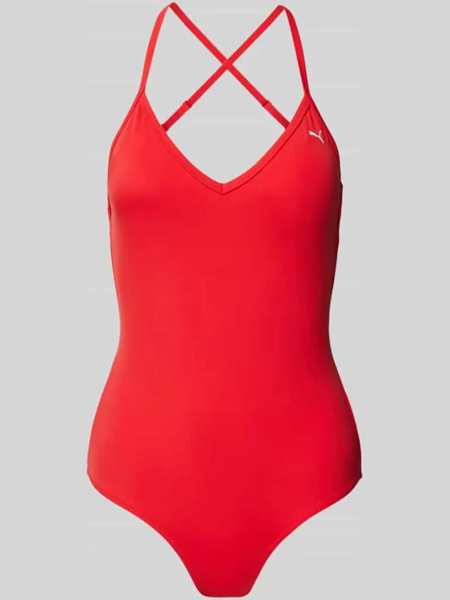 Puma Badpak met V-hals. Rood