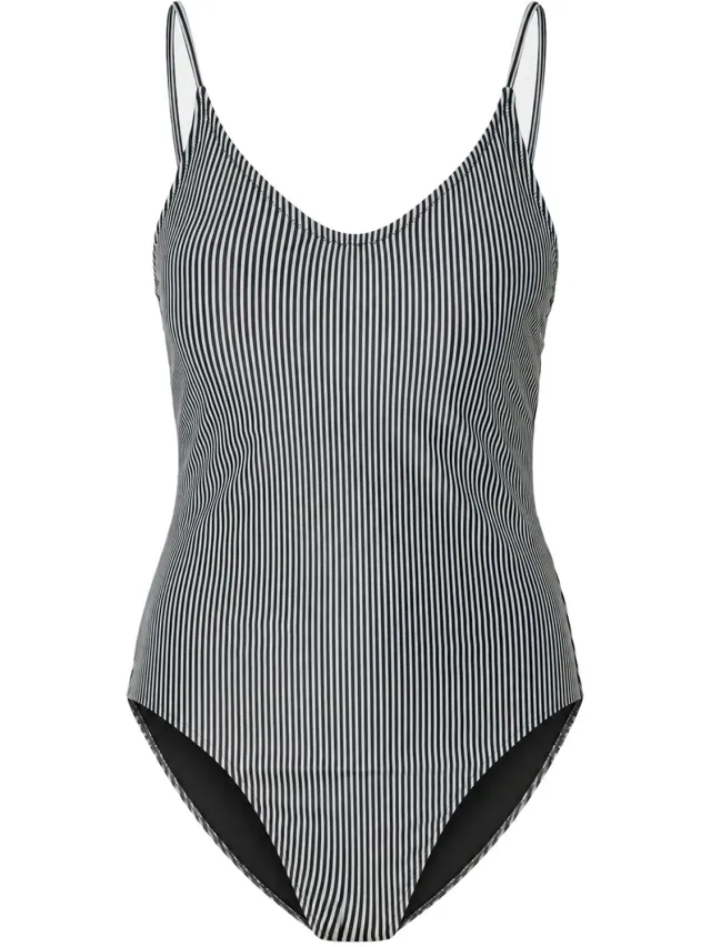 Pieces Dames Badpak PCBAOMI Ronde Hals Zwart/Wit Gestreept