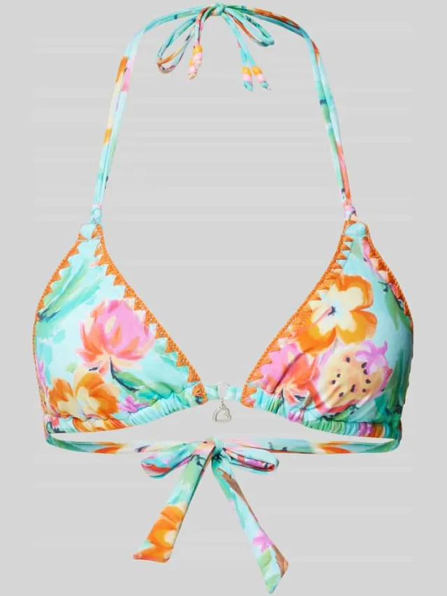 banana moon Bikinitop met logo-applicatie, model 'NUCO DRAGONFRUIT' Turquoise