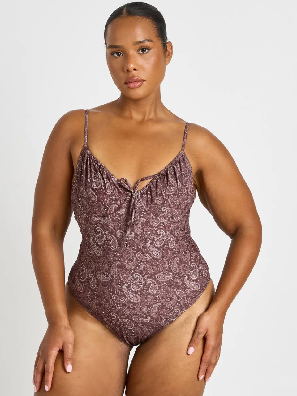 boohoo Dames Plus Paisley Print Balconnet Badpak zwart, foto 3