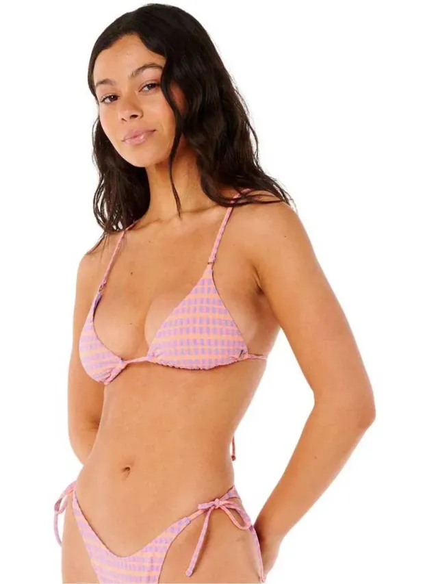 Rip Curl Isles Plaid Sliding Triangle Bikinitop Roze 2XS Vrouw Purple