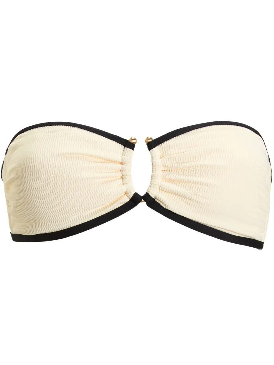 Seafolly Beach Bound bandeau bikinitop ecru/zwart, foto 5
