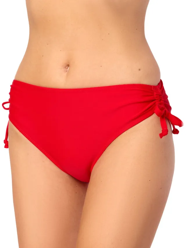 Bellivalini Dames Zwembroek - Bikinibroekje - Elastische tailleband - Polyamide & Elastaan – Rode vacht – XL - BLV-VR-Brief-2