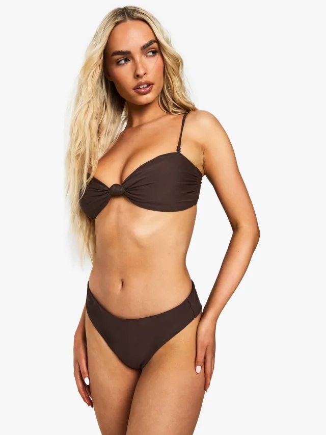 boohoo Dames Swimwear Essentials High Waist Brief Chocoladebruin
