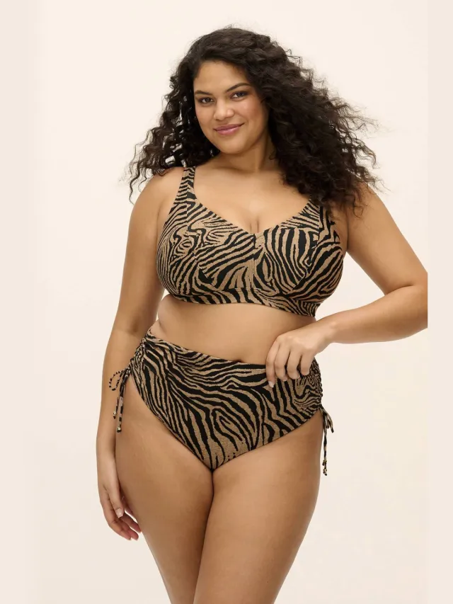 Elomi Tortoli Bay bikinibroekje met zebraprint - bruin/zwart