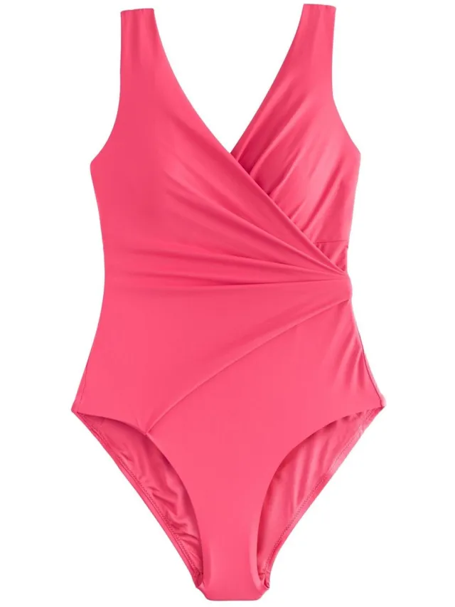 Next Dames - Hoogsluitend buikcorrigerend badpak met sleutelgat - Roze Pink