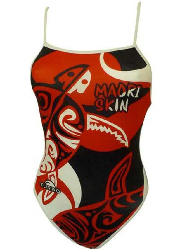 Turbo Maori Skin Tattoo Zwemkleding Rood,Zwart 5XL Vrouw Red / Black