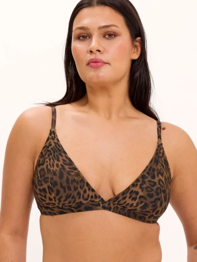 Understatement dames vegan Bikinitop Triangel Donker Luipaard Zwart